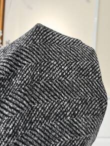 SHEIN EZwear Plus Size Brown Plaid Woolen Suit Pants, Autumn/Winter Baggy - Black and White - View 6