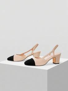 Mnmlis Geschlossene Farbblock Plateau-Absatz Elegante Pumps - Aprikosenfarben - Übersicht 4