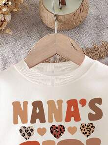 2 件女婴休闲可爱豹纹心形和字母“GIRL”图案白色针织柔软圆领长袖运动衫和黑色紧身裤套装，适合秋冬季 - 彩色 - 查看 3