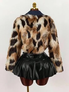 Amplova Y2K Lady, Blue, Fashionable, Leather Imitation, Short-Sleeved Jacket - Multicolor - View 11