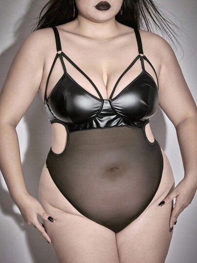 Goth Body sexy con encaje gótico y soporte de aros para tallas grandes