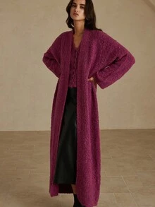 Aveloria Set de chaleco y cardigan de 2 piezas con botones, hecho de hilo especial - Rosa Fucsia - Ver 4