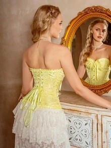 Myrelith 1pc Women Yellow Bow Tie Bandeau Top - Yellow - View 2