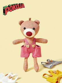 Labu Overalls Set For Labubu 1st/2nd Gen - 17cm Denim Suspender Outfit With Vinyl Face, Cute Doll Clothes For Blind Box Figures & Keychain, Adjustable Straps, Perfect Gifts For Birthday, Festival - Multicolor - View 4