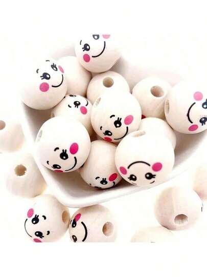 20/40/50 Pcs 20mm Round Wooden Beads With Cute Face Design (5/20/40pcs) - Natural Lotus Wood Craft Beads For Diy Jewelry Making Accessories,Fall Decor,Christmas Decorations Boys Backpack, Halloween, Backpack School. Clear Backpack, School, Halloween Costume.