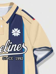 ROMWE MEN Spring/Summer Casual Graphic Men'S Casual Preppy Collegiate Button-Up Polo Shirt - Multicolor - View 4