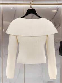 Franclia Women's Simple And Fashionable Cross-Lapel Minimalist Fashion Cross V-Neck Solid Color Straight Shoulder Long Sleeve Metal Button Slim Fit Plus Size Knitted Vintage Elastic Collar Sweaters Chic Cardigan Casual Business Office Elegant Tops, Spring Fall Winter