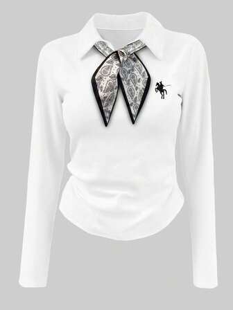 Rina Fox Camiseta de manga larga de ajuste delgado y casual para mujer de talla grande