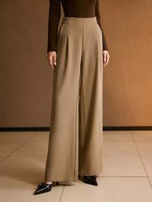 MOTF PREMIUM SIMPLE FOLD PLEATED SUIT PANTS - Brown - View 1