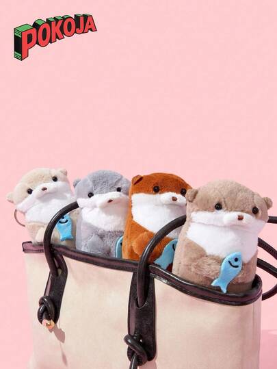 1 Stück weiches Plüschmaterial, süßer, umarmungsfähiger Otter mit Fisch Design, natürliche braun-weiße Farbe, süßes Kuscheltier, Geschenk für Erwachsene, Freunde, Weihnachten, Geburtstag, Heim- und Bürodekoration, Stressabbau, Entspannung, beliebter viraler Bestseller, modisches Ganzjahresartikel