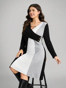 Comfylo Plus Size Asymmetric Collar Colorblock Ribbed Knit Dress Plus Size Dress Plus Size Winter Dress Plus Size Casual Dress Plus Size Fall Dress Plus Size Sweater Dress Winter Clothes For Women Fall Dresses For Women Fall Clothes For Women Winter Dresses Fall Clothes For Women Fall Dresses Clothes Women Winter Dress Fall Clothes For Women Fall Outfits Women Dresses For Women Casual  Business Casual Women Gray Dress