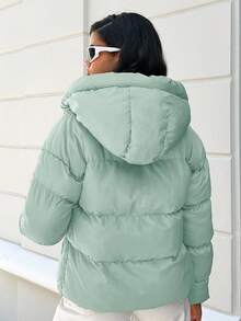 EURMUSE Women's Hooded -padded Coat - Mint Green - View 2