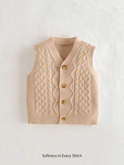 Cozy Pixies 男宝宝休闲百搭 V 领无袖开衫秋冬装女宝宝