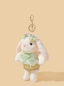 POKOJA LAND 1 个 13 厘米奶油白色毛绒兔子钥匙扣 - 可爱垂耳兔毛绒装饰，柔软天鹅绒挂饰，适合情人节和生日，家居汽车包饰物配件 - 彩色 - 查看 6