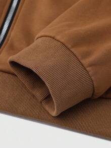 Manfinity Homme 男士单件夹克，三片式拼接设计，独特配色：上半部分白色，中半部分黑色，下半部分暖棕色。流行ins风夹克，成熟休闲的多层穿搭，适合通勤、上学、度假。送给老公或男朋友的礼物，男女同款情侣装，适合秋季穿着。 - 彩色 - 查看 5