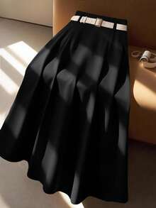 GlowEve CURVE 大码女式高腰A字裙，优雅通勤