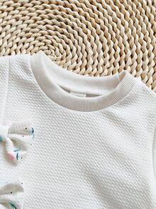 SHEIN 6 Monate-3 Jahre Baby Herbst Outfit für Mädchen 2 Stücke/Set, Lässig Stil Langarm-Oberteil & Blumen-Druck Lange Hose