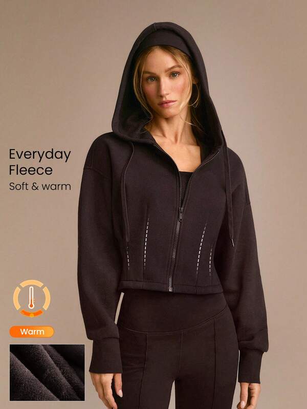 GLOWMODE Everyday Fleece Keep It Cozy Waist Length Hoodie Jacket Daily Casual Winter Warm