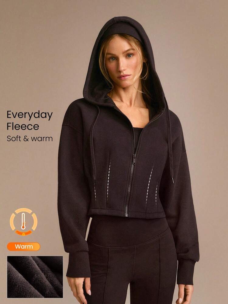 Everyday Fleece Keep It Cozy Waist Length Hoodie Jacket Daily Casual Winter Warm