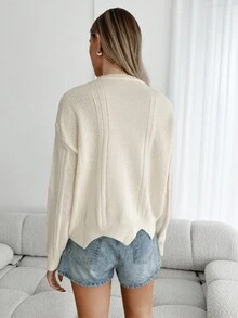 Siren Gaze Sweter z dzianiny kablowej z obniżonymi ramionami i bluzki z długim rękawem na jesień/zimę