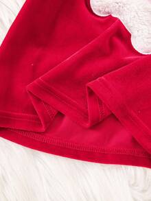 SHEIN Baby Mädchen Weihnachts süßes Cartoon Muster Strick Langarm Top und Kleid Set