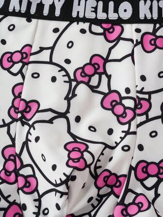 HELLO KITTY AND FRIENDS | SHEIN 男士可爱卡通全印花撞色字母松紧腰带舒适平角内裤