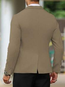 Calvornis Áo khoác vest nam màu trơn thường ngày đi làm, vest màu be cho nam, vest kem cho nam, áo khoác blazer thời trang nam, áo khoác cưới cho nam, phong cách cổ điển, sang trọng - Màu be - Xem 2