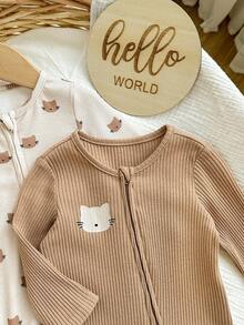 SHEIN 2 pezzi Tutina con cappuccio soffice e carina per neonata, abbigliamento casual