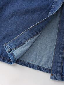 GlowEve Fake Pocket-Breasted Belted Denim Dress