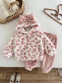 LMoss Kids LMoss 女婴针织卫衣和打底裤两件套，连帽衫，套头衫，猎豹纹，豹纹，女婴服装，圣诞节，婴儿冬季服装，秋季服装，秋季套装，秋冬季婴儿套装，保暖婴儿服装，女婴冬季套装，粉色，圣诞节，舒适秋冬款式，连帽衫，舒适的秋冬款式，舒适的秋冬款式 - 彩色 - 查看 5