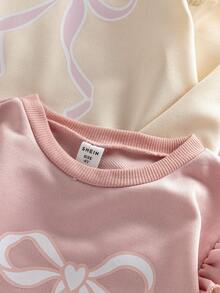 Genkimix Kids 2 件装少女蝴蝶荷叶边修身套头衫，适合秋冬季 - 彩色 - 查看 7