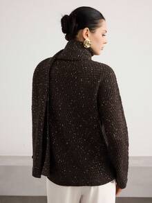 Heiryn Women's Casual Knitted Long Sleeve Sweater,Brown Sweater,Women's Winter Sweater (Scarf Not Included) - Coffee Brown - View 7