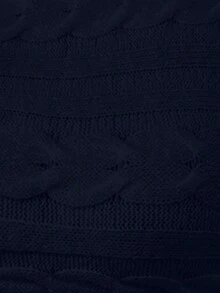 EMERY ROSE Women's Casual Solid Color Turtleneck Cropped Long Sleeve Sweater, Autumn/Winter - Navy Blue - View 7