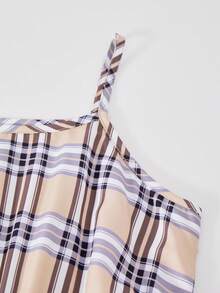 Bộ đồ 2 món MODELY Tween Girl: Áo khoác blazer tay ngắn hai hàng khuy kiểu Pháp và váy yếm kẻ caro, thích hợp mặc thường ngày, đi làm, đi nghỉ vào mùa xuân/thu - Nhiều màu - Xem 8