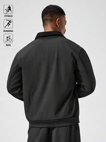 Manfinity Sport Polished Men's Stand Collar Thermal Lined Versatile Jacket, Autumn/Winter - Black - View 6