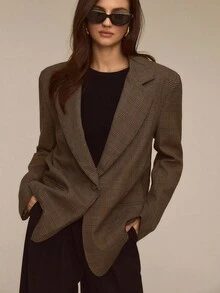 ATUI Studio 秋冬简约宽肩收腰双排扣西装外套 - 棕色 - 查看 4