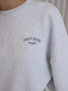 MUSERA Áo sweatshirt tay rộng dáng rộng, in họa tiết độc đáo, phong cách đường phố sang trọng, gợi cảm, thích hợp cho buổi tối đi chơi hoặc dịp lễ Phục sinh. - Màu Xám nhạt - Xem 6