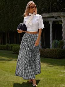 COSMINA 女士休闲通勤格子长裙