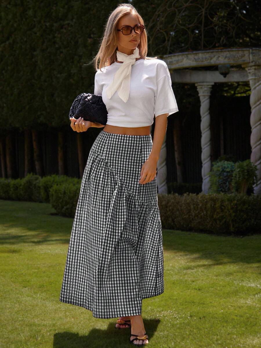 COSMINA 女士休闲通勤格子长裙