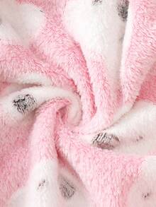 SHEIN Vintaside Kids 2件套新生儿可爱考拉印花刺绣加厚羊毛长袖连体睡衣，秋冬 - 淺粉色 - 查看 8