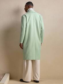Business Casual AKNOTIC 男士纯色双排扣大衣，圣诞派对宴会商务休闲秋冬长袖大衣，单排扣，男友礼物，节日保暖 - 綠色 - 查看 7