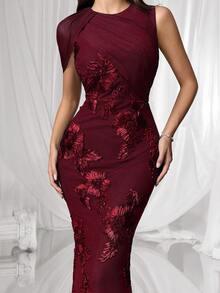 Coutiva Formal Evening Gown (Heavily Embellished) - Burgundy - View 6
