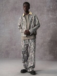 STYNVO Men's Autumn Branch Print Zip-Up Jacket And Pants Casual Tracksuit Set - Multicolor - View 4