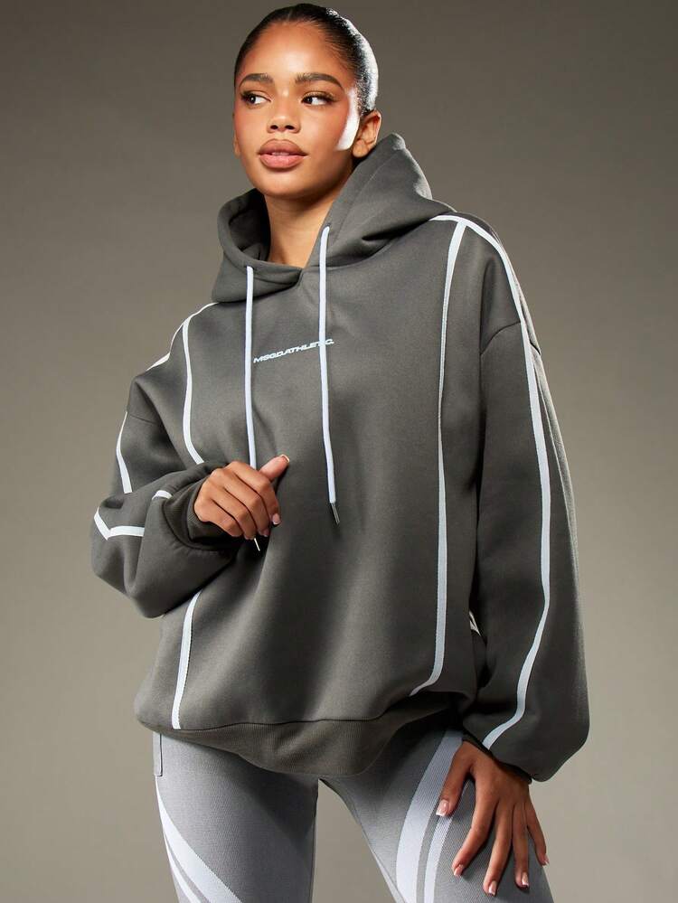 MISSGUIDED ホワイトのパイピングとドローストリングフードが付いた