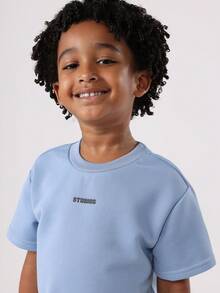 SUMWON Studios Boys Two Piece Co-Ord Set Casual Wide Leg Pants Sweatshirt Outfit For Spring Summer Fall Casual Everyday Wear - Dusty Blue - View 5
