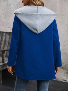 EMERY ROSE Women's Casual Drawstring Hooded Long Sleeve Sweatshirt, Autumn/Winter - Royal Blue - View 2