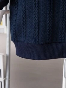 SHEIN Young Boy Casual Embroidered Cowboy Motif Round Neck Long Sleeve Shirt And Pants Set, Autumn Fall Winter - Navy Blue - View 5