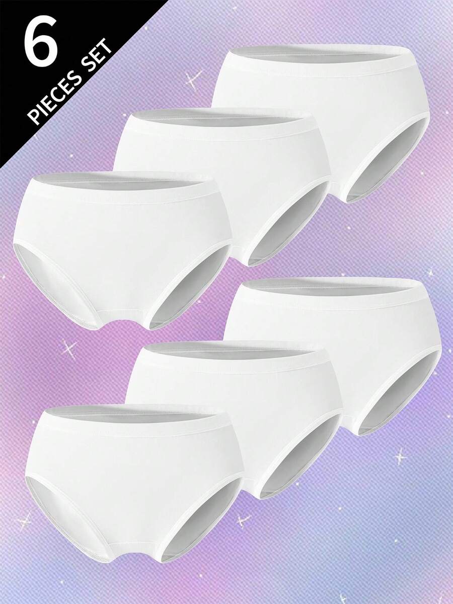 6条装女童纯棉纹理白色内裤