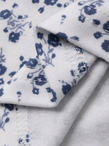 Livesso 碎花修身短款女士连体睡衣，秋冬款 - 白色 - 查看 8