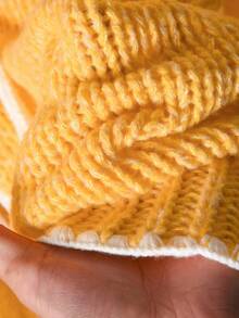 CosyJoli 大码休闲毛衣配领带蝴蝶结撞色装饰开衫女士秋冬装 - 黃色 - 查看 6